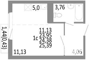 Студия квартира, строящийся дом, 24м2, 9/10 этаж