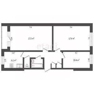3-к квартира, вторичка, 63м2, 5/5 этаж