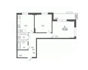 2-к квартира, вторичка, 71м2, 11/30 этаж