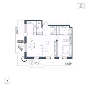 1-к квартира, вторичка, 90м2, 3/8 этаж