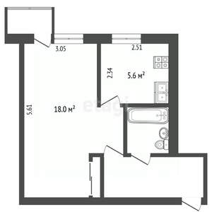 1-к квартира, вторичка, 32м2, 5/5 этаж