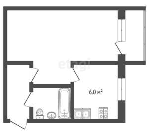 1-к квартира, вторичка, 31м2, 4/4 этаж