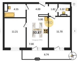 2-к квартира, вторичка, 51м2, 8/10 этаж