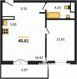 1-к квартира, вторичка, 40м2, 3/10 этаж