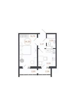 1-к квартира, вторичка, 35м2, 16/16 этаж