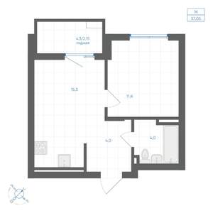 1-к квартира, вторичка, 37м2, 5/18 этаж