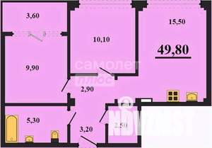2-к квартира, вторичка, 50м2, 13/23 этаж