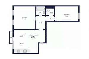 2-к квартира, вторичка, 62м2, 7/10 этаж