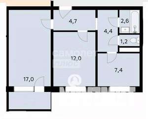 2-к квартира, вторичка, 50м2, 3/10 этаж