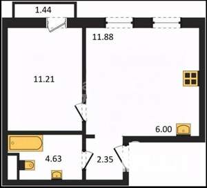 1-к квартира, вторичка, 36м2, 8/10 этаж