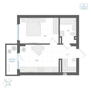 1-к квартира, вторичка, 37м2, 7/10 этаж