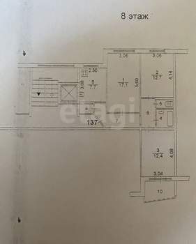 3-к квартира, вторичка, 68м2, 8/9 этаж