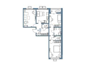 3-к квартира, строящийся дом, 78м2, 9/16 этаж