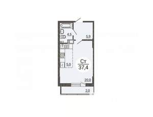 Студия квартира, вторичка, 37м2, 12/25 этаж