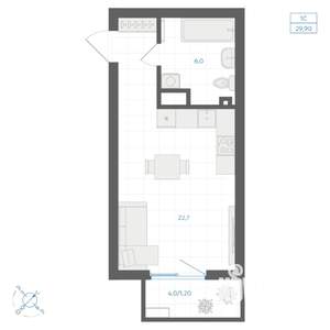 Студия квартира, вторичка, 30м2, 2/18 этаж