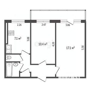 2-к квартира, вторичка, 43м2, 4/5 этаж