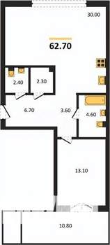 1-к квартира, вторичка, 63м2, 1/8 этаж