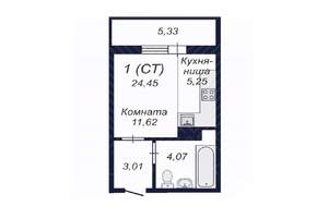 Студия квартира, вторичка, 24м2, 17/18 этаж