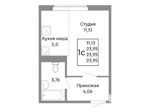 Студия квартира, строящийся дом, 24м2, 2/10 этаж