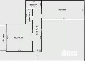 2-к квартира, вторичка, 52м2, 1/10 этаж