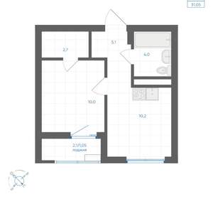 1-к квартира, вторичка, 31м2, 7/18 этаж