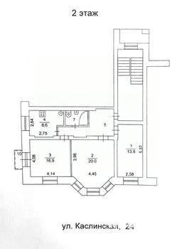 3-к квартира, вторичка, 73м2, 2/3 этаж