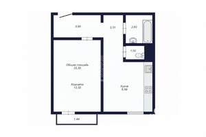 1-к квартира, вторичка, 32м2, 8/10 этаж