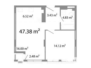 2-к квартира, строящийся дом, 47м2, 23/23 этаж