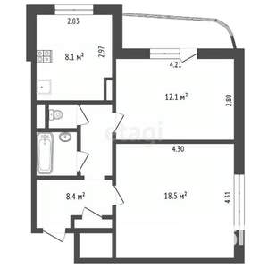 2-к квартира, вторичка, 51м2, 9/16 этаж