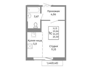 1-к квартира, строящийся дом, 24м2, 7/10 этаж