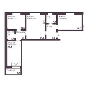 3-к квартира, вторичка, 83м2, 5/17 этаж