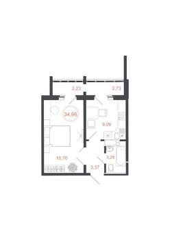 1-к квартира, вторичка, 35м2, 14/16 этаж