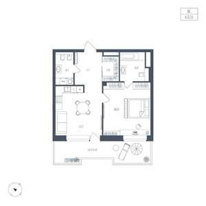 1-к квартира, вторичка, 64м2, 6/9 этаж