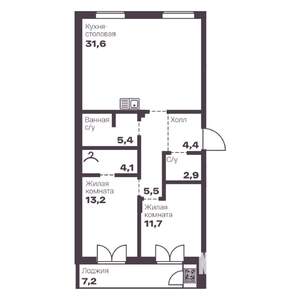 2-к квартира, вторичка, 79м2, 2/9 этаж