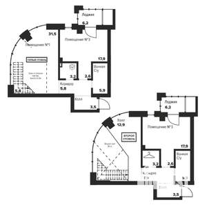 2-к квартира, строящийся дом, 131м2, 26/29 этаж