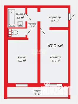 1-к квартира, вторичка, 40м2, 7/10 этаж