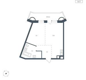 1-к квартира, вторичка, 57м2, 4/10 этаж