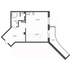 Студия квартира, вторичка, 56м2, 13/19 этаж