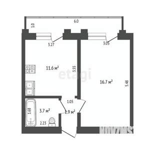 3-к квартира, вторичка, 66м2, 6/16 этаж