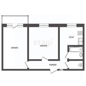 2-к квартира, вторичка, 44м2, 2/5 этаж