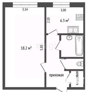 1-к квартира, вторичка, 34м2, 5/5 этаж