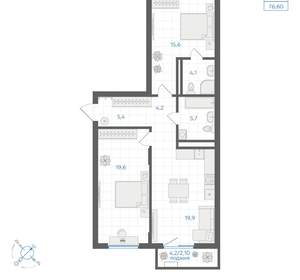 2-к квартира, вторичка, 77м2, 3/18 этаж