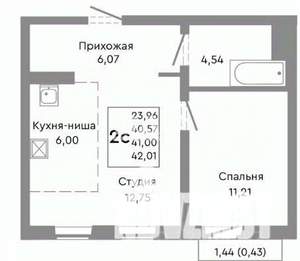 2-к квартира, вторичка, 41м2, 10/10 этаж