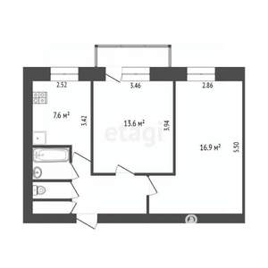 2-к квартира, вторичка, 48м2, 3/9 этаж