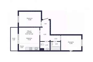 2-к квартира, вторичка, 53м2, 2/10 этаж