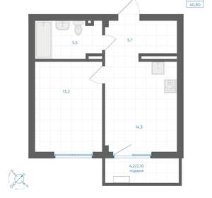 1-к квартира, вторичка, 41м2, 7/18 этаж