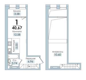 1-к квартира, вторичка, 41м2, 10/10 этаж