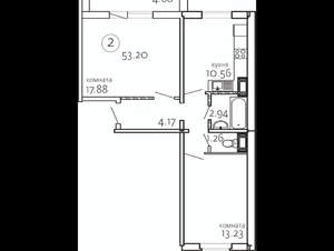 2-к квартира, сданный дом, 53м2, 6/10 этаж