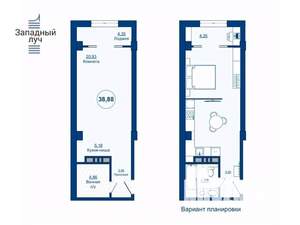 1-к квартира, вторичка, 39м2, 3/25 этаж