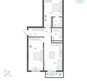 2-к квартира, вторичка, 76м2, 7/18 этаж